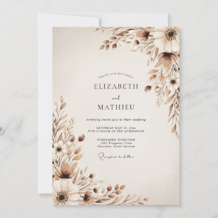 Invitación Boda Botánica Etérea Beige