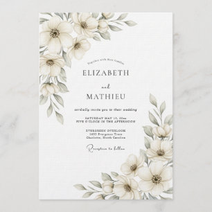 Invitación Boda Botánica Etérea de Crema
