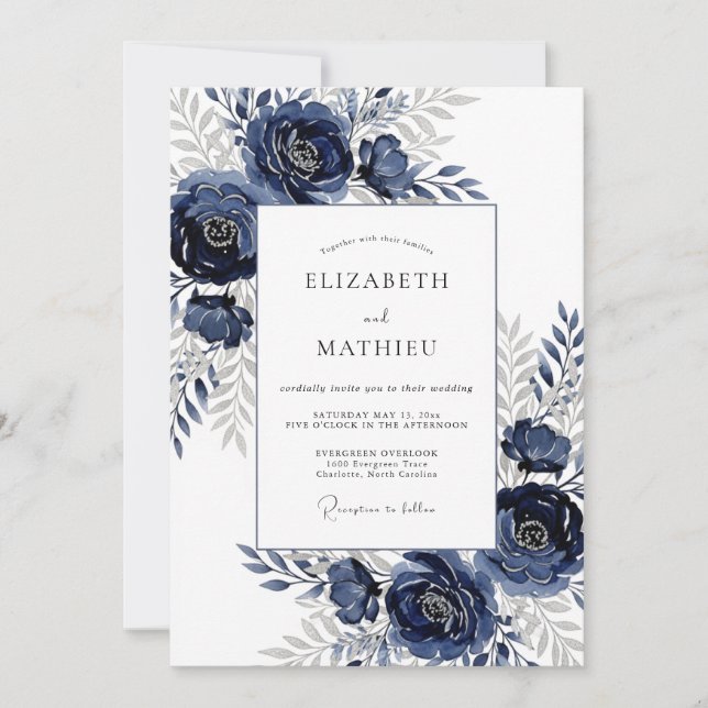 Invitación Boda Botánica Etérea de la Marina (Anverso)