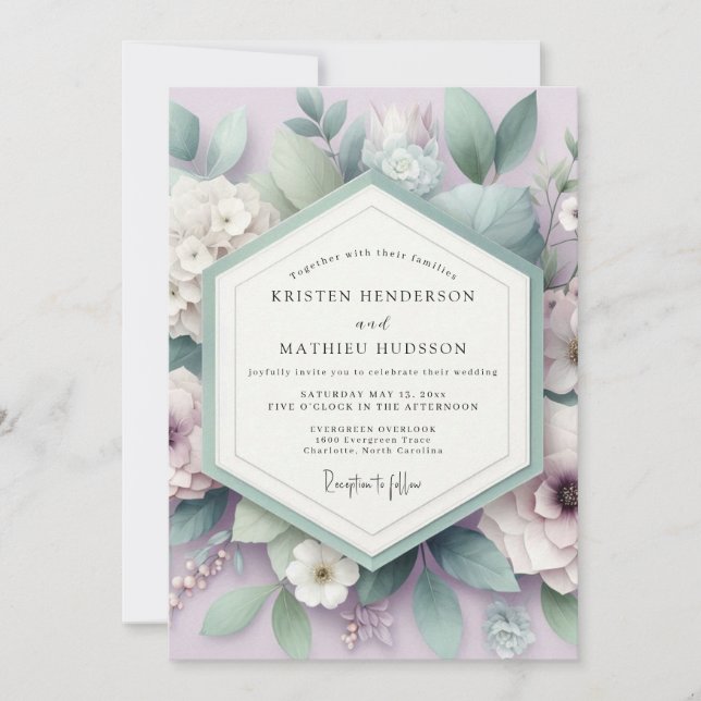 Invitación Boda Botánica Etérea de Lavanda (Anverso)