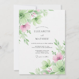 Invitación Boda Botánica Etérea de Rosa Pálido