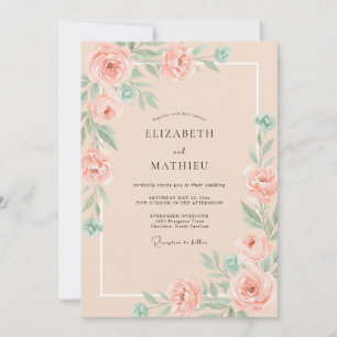 Invitación Boda Botánica Etérea de Salmón