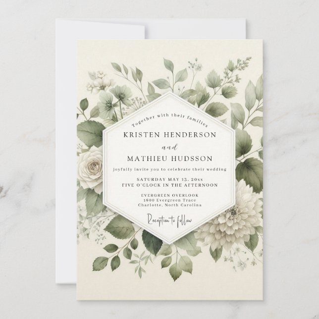 Invitación Boda Botánica Etérea de Salvia (Anverso)