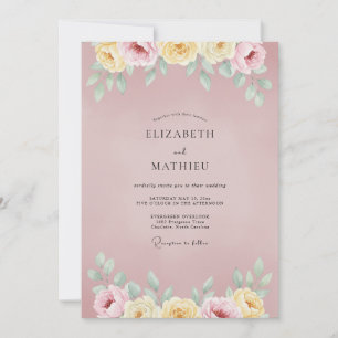 Invitación Boda Botánica Etérea Rosa Polvorienta