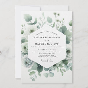 Invitación Boda Botánica Etérea Verde Salvia