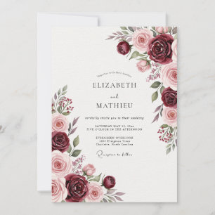 Invitación Boda Botánica Exquisita de Borgoña