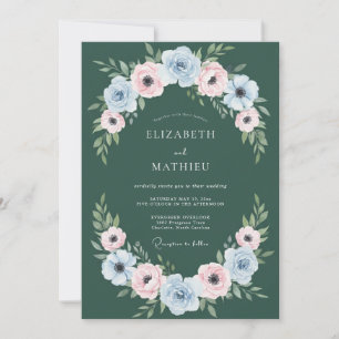 Invitación Boda Botánica Exquisita en Verde Cazador