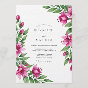 Invitación Boda botánica exuberante magenta