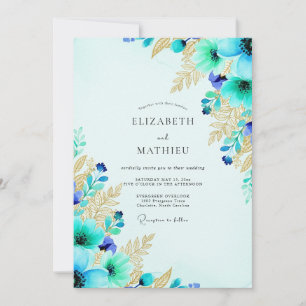 Invitación Boda Botánica Exuberante Turquesa