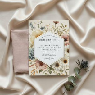 Invitación Boda Botánica Fantasía de Crema
