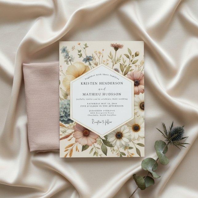 Invitación Boda Botánica Fantasía de Crema (Subido por el creador)
