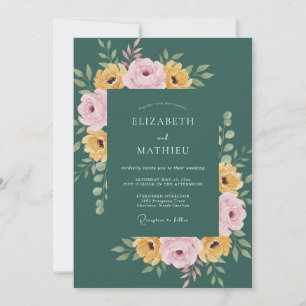 Invitación Boda Botánica Feliz Turquesa