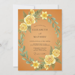 Invitación Boda Botánica Floral Amarilla
