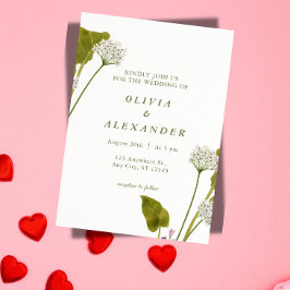 Invitación Boda Botánica Floral Blanca Elegante