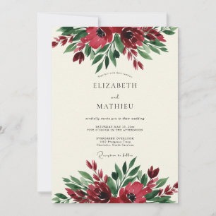 Invitación Boda Botánica Floral Borgoña