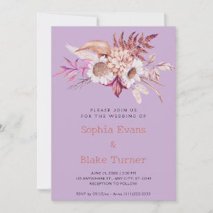 Invitación Boda Botánica Floral Country Moderno Púrpura