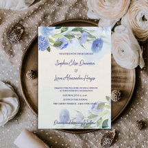 Boda Botánica Floral de Acuarela de Agua Azul Polv