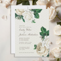 Boda Botánica Floral de Crema Blanca Elegante