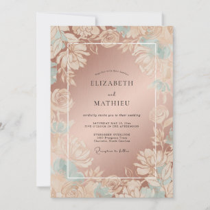 Invitación Boda Botánica Floral de Oro Rosa