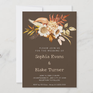 Invitación Boda Botánica Floral de Otoño en Campo de Cedro