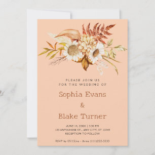Invitación Boda Botánica Floral de Otoño País Albaricoque