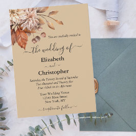 Invitación Boda Botánica Floral Elegante Terracota Taupe