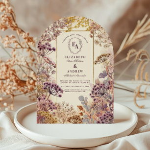 Invitación Boda Botánica Floral Malva Elegante