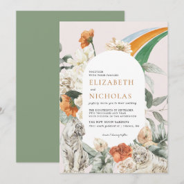 Invitación Boda Botánica Floral Retro Boho
