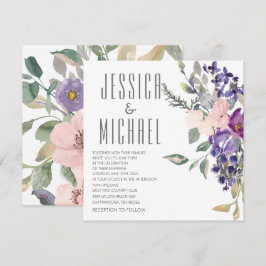Invitación Boda Botánica Floral Rosa Púrpura