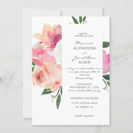 Invitación Boda Botánica Floral Rosa y Gris V2
