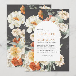 Invitación Boda Botánica Floral Verde Oscura Boho