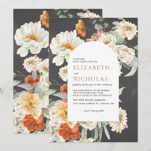 Invitación Boda Botánica Floral Verde Oscura Boho