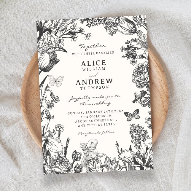 Invitación Boda botánica floral vintage (Subido por el creador)