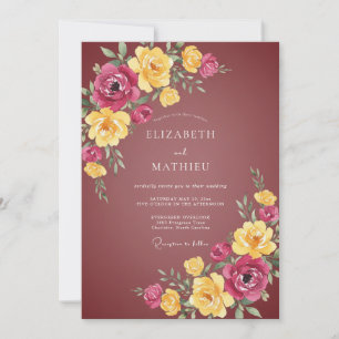 Invitación Boda Botánica Floreciente de Borgoña