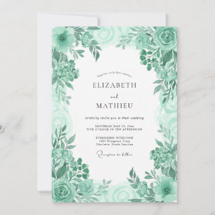 Invitación Boda Botánica Fresca Verde Menta