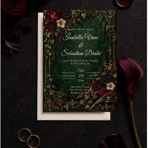Invitación Boda botánica gótica temperamental