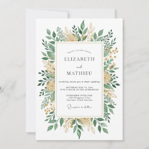 Invitación Boda Botánica Idílica Verde Salvia