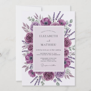 Invitación Boda Botánica Ilustre Púrpura
