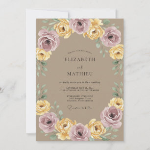 Invitación Boda Botánica Laurel Amarillo Malva