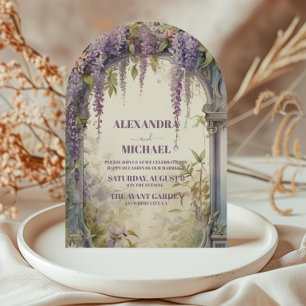 Invitación Boda Botánica Lavanda Wisteria