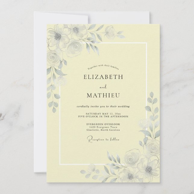 Invitación Boda Botánica Ligera con Leche Cuajada (Anverso)