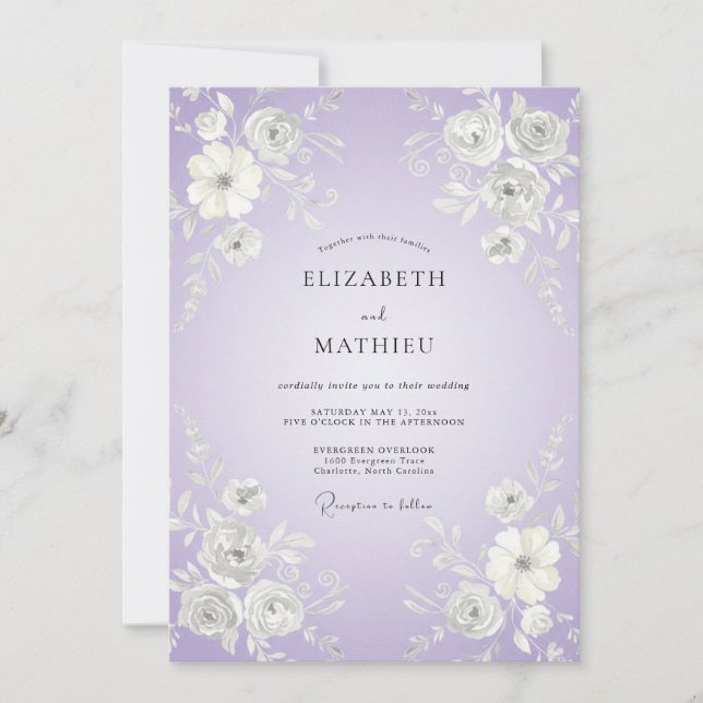 Invitación Boda Botánica Ligera de Lavanda (Anverso)