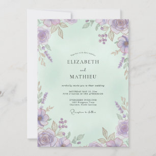 Invitación Boda Botánica Ligera de Lavanda y Menta