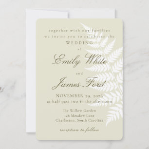 Invitación Boda botánica Light Green White Fern 5x7