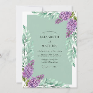 Invitación Boda Botánica Lila Flor de Menta