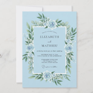 Invitación Boda Botánica Lírica de Azul Cielo