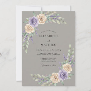 Invitación Boda Botánica Lírica en Taupe