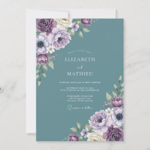 Invitación Boda Botánica Lujosa de Ciruela