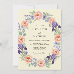 Invitación Boda Botánica Lujosa de Melocotón