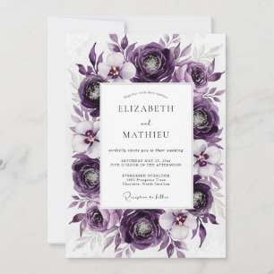 Invitación Boda Botánica Lujosa Morada